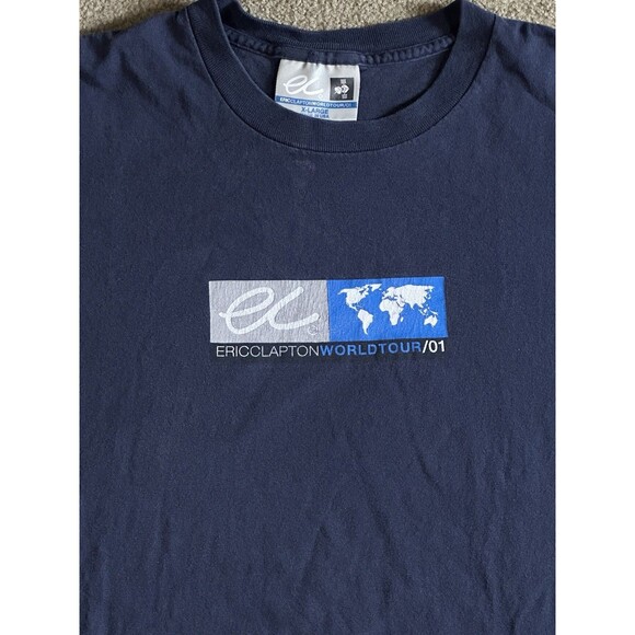 Vintage Y2K Eric Clapton World Tour 2001 T Shirt Size XL NYC Blue Retro - Picture 2 of 6